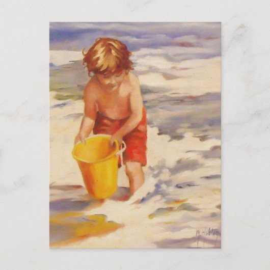 Carte Postale Beach Boy Enfant dans les vagues de l'océan (Devant)