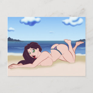 Carte Postale Beach Cartoon Pin-Up Postcard