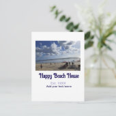 Carte Postale Beach house est. Ajouter année photo latitude long (Debout devant)