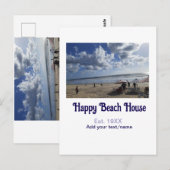 Carte Postale Beach house est. Ajouter année photo latitude long (Devant / Derrière)