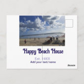 Carte Postale Beach house est. Ajouter année photo latitude long (Dos)