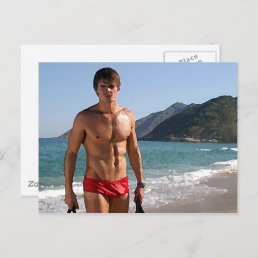 Carte Postale Beach Hunk (Devant / Derrière)