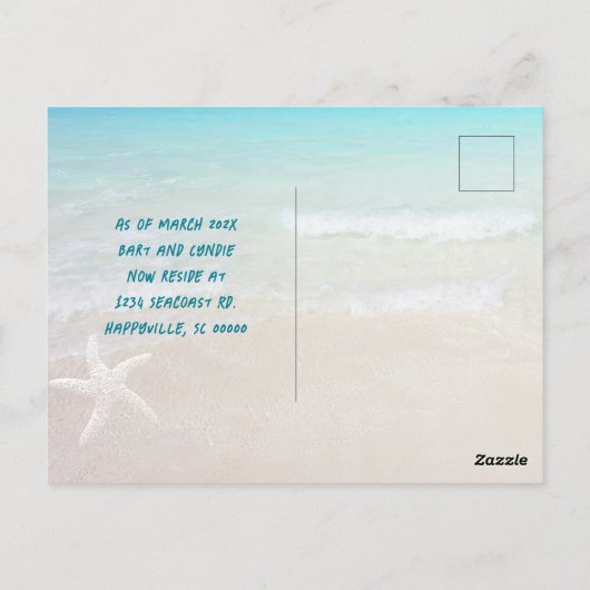 Carte Postale Beach Living Moving New Address Faire-part (Dos)