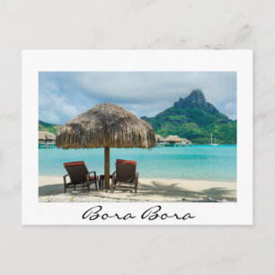 Carte Postale Beach on Bora Bora white postcard