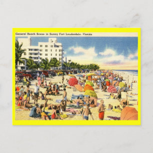 Carte Postale Beach Scene, Fort Lauderdale, Floride Vintage