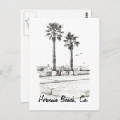 Carte Postale Beach Tennis, Hermosa Beach, Ca. (Devant / Derrière)
