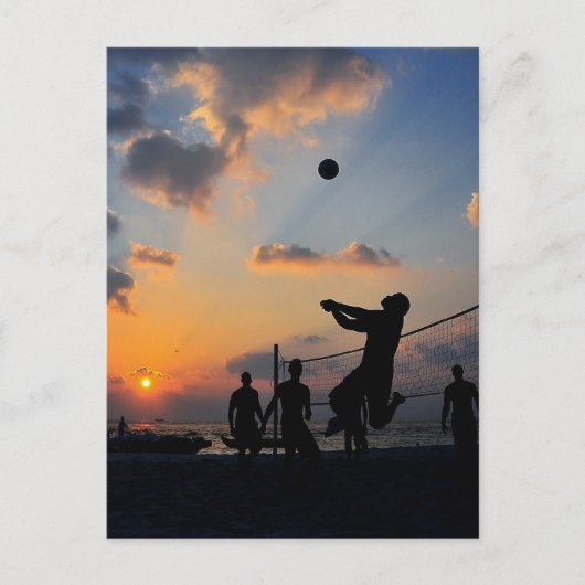 Carte Postale Beach Volley au coucher du soleil (Devant)