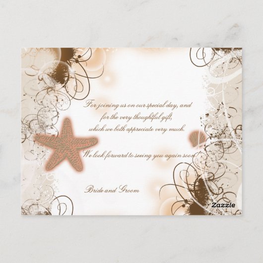 Carte Postale Beach wedding theme (Dos)