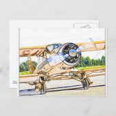 Carte Postale Beachcraft Avion Vintage à escale (Devant / Derrière)