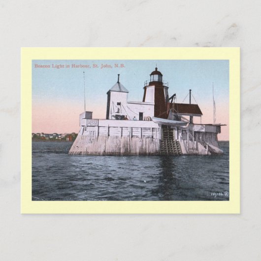 Carte Postale Beacon Light House St. John, Nouveau-Brunswick, Ca (Devant)