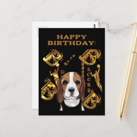 Carte Postale Beagle (Devant/Arrière en situation)