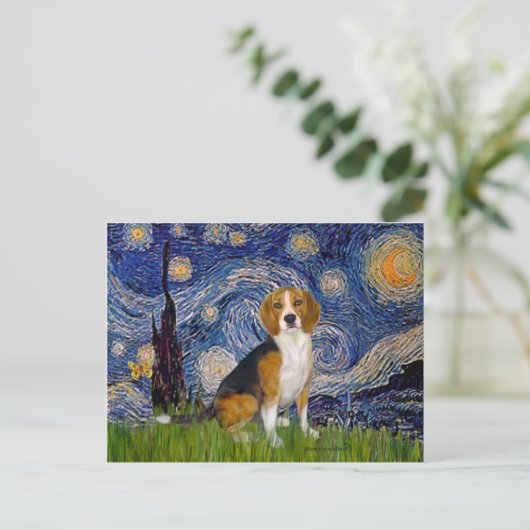 Carte Postale Beagle 7 - Nuit étoilée (Debout devant)