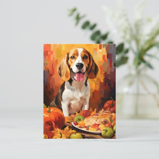 Carte Postale Beagle Automne Action de grâce (Debout devant)