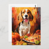 Carte Postale Beagle Automne Thanksgiving (Devant / Derrière)