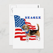 Carte Postale Beagle avec drapeau américain (Devant / Derrière)