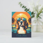 Carte Postale Beagle avec lunettes de soleil sur une plage tropi (Debout devant)
