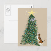 Carte Postale Beagle Avec Raccoon Arboré (Devant / Derrière)