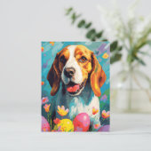Carte Postale Beagle Bonne Pâques (Debout devant)