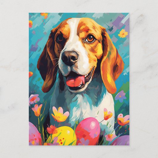 Carte Postale Beagle Bonne Pâques (Devant)