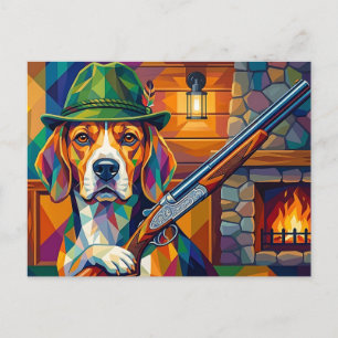 Carte Postale Beagle chasseur Pop Art – Chien de chasse moderne