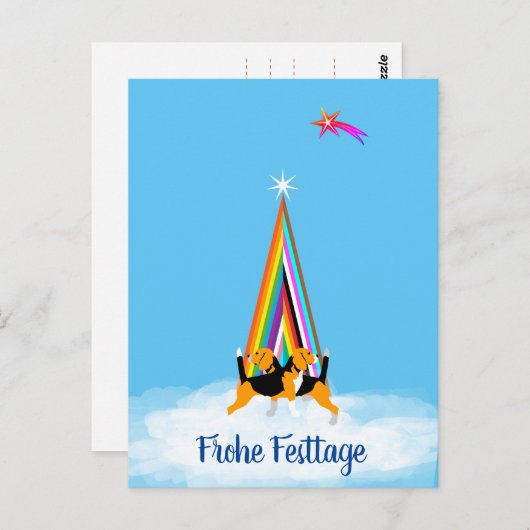 Carte Postale Beagle chien blNoël (Devant / Derrière)