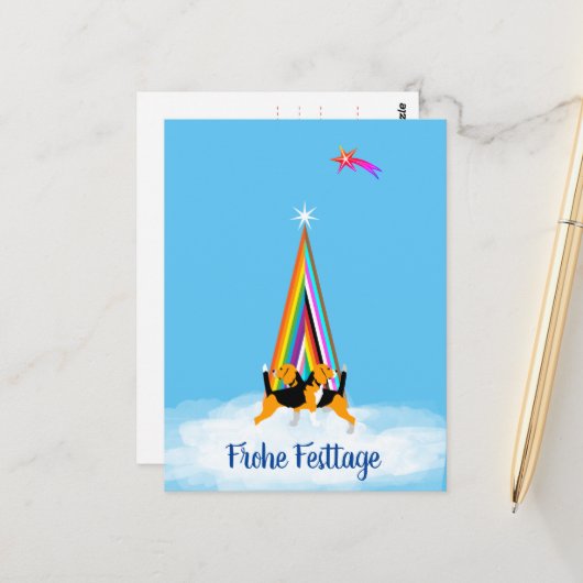 Carte Postale Beagle chien blNoël (Devant/Arrière en situation)