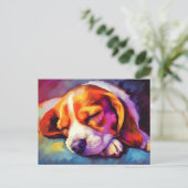 Carte Postale Beagle coloré Puppy dormir (Debout devant)