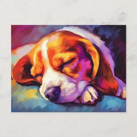 Carte Postale Beagle coloré Puppy dormir (Devant)
