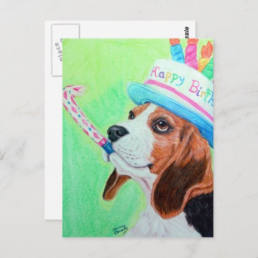 Carte Postale Beagle d'anniversaire (Devant / Derrière)
