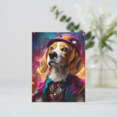 Carte Postale Beagle dans un Casquette rose (Debout devant)