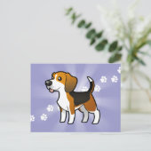 Carte Postale Beagle de dessin (Debout devant)