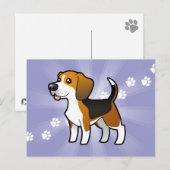 Carte Postale Beagle de dessin (Devant / Derrière)