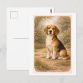 Carte Postale Beagle de style vintage (Devant / Derrière)