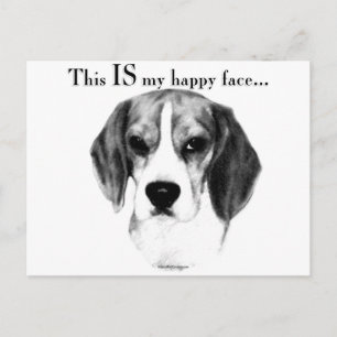 Carte Postale Beagle Joyeux Visage; Joyeux Beagle; Beagle grinch