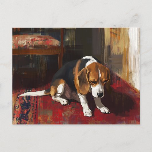Carte Postale Beagle pensif (Devant)