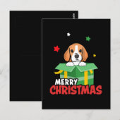 Carte Postale Beagle Père Noël Amoureux de les chiens Joyeux Noë (Devant / Derrière)