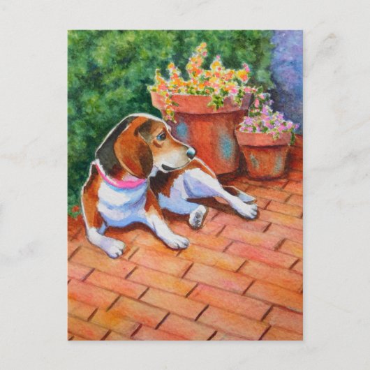 Carte Postale Beagle sur Brick Patio (Devant)