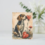 Carte Postale Beagle Vintage Saint-Valentin (Debout devant)