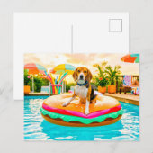 Carte Postale Beagles sur le char burger (Devant / Derrière)