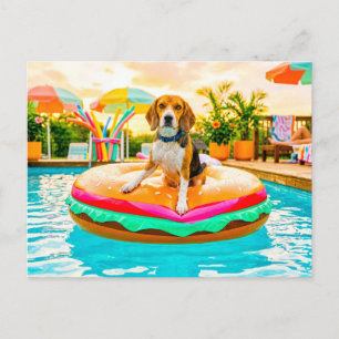 Carte Postale Beagles sur le char burger