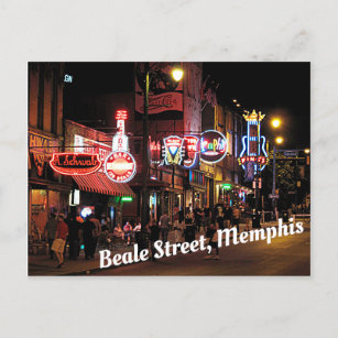 Carte Postale Beale Street, Memphis, scène nocturne du Tennesee