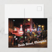Carte Postale Beale Street, Memphis, scène nocturne du Tennesee (Devant / Derrière)