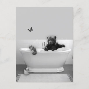Carte Postale Bear Cub dans Baignoire Bain à bulles