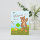 Carte Postale Bear First Birthday Merci note (Debout devant)