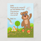Carte Postale Bear First Birthday Merci note (Devant)