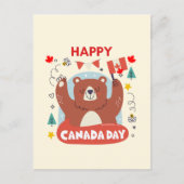 Carte Postale Bear mignonne avec drapeau canadien Bonne fête du  (Devant)