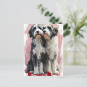 Carte Postale Bearded Collie Valentine's day (Debout devant)