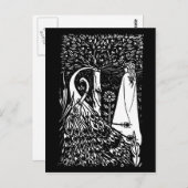 Carte postale Beardsley Nouveau Lady & Peacococks (Devant / Derrière)