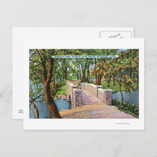 Carte Postale Beardsley Park Vue sur le pont de pierre (Devant / Derrière)