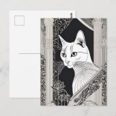 Carte postale Beardsley Style Chat (Devant / Derrière)